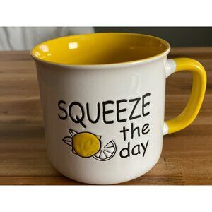 SQUEEZE THE DAY large mug Lemon mug Lemon decoration yellow coffee mug summer
